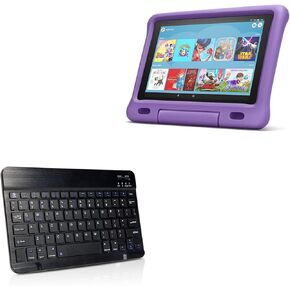 BoxWave Keyboard Compatible with Amazon Fire 10 Kids Edition (9th Gen 2019) - SlimKeys Bluetooth Keyboard, Portable Keyboard with Integrated Commands - Jet Black