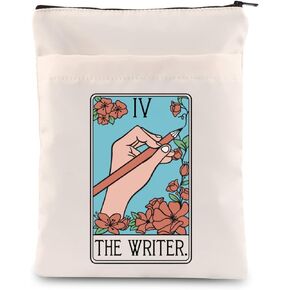 TOBGBE The Writer Tarot Card Bag Book Lovers Gifts Writer Book Sleeve Reader Book Covers for Soft Cover Books Bookish Book Pouch (The Writer)