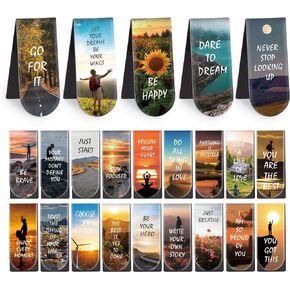 Magnetic Bookmarks,46PCS Inspirational Slogan Nature Scenery Pattern Bookmarks, Encourage Yourself Book Mark for Book Lovers,Women, Man, Kids,Gift, Tudents, Teachers, School, Home(2.4 x 1 inch)