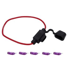 Small Size 5pcs in Line Holder + 5pcs ATC/ATO Blade Kit for Car Boat RV 1A, 2A, 3A, 5A, 7.5A, 10A, 15A, 20A, 25A, 30A, 35A, 40A (+5PCS 3A)