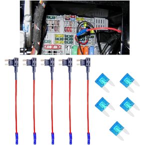 5PCS 12V Car Add-a-Circuit Fuse, Automotive Fuse TAP Adapter, Mini ATM ATO Blade Fuse Holder, Fuse Set with 4 x 15A Inserts, Car Add-a-Circuit Fuse for Cars Trucks Boats