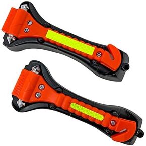 Segomo Tools 2 Packs of Emergency Escape Safety Hammer with Car Window Breaker & Seat Belt Cutter | Car Safety Tool | Seat Belt Cutter and Glass Breaker | Emergency Car Tool - ESHM02