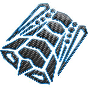 Motoforti Universal Motorbike Gas Oil Fuel Tank Protector 3D PVC Rubber Pad Emblem Badge Sticker Blue Protector Decal