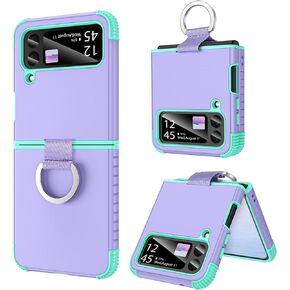 BENTOBEN Samsung Galaxy Z Flip 4 Case, Z Flip 4 5G Case, Heavy Duty 2 in 1 Full Body Rugged Shockproof Protection Cover with Ring Girls Women Boy Men Covers for Galaxy Z Flip 4 6.7", Purple/Mint in Kuwait