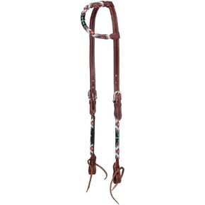 Tough 1 Beaded Cross Single Ear Headstall Black Horse