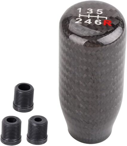 muge racing Carbon Fiber Shift Knob for Automatic and Manual Vehicles, Carbon Fiber Gear Shift Knob, 5 Speed Black in Saudi Arabia