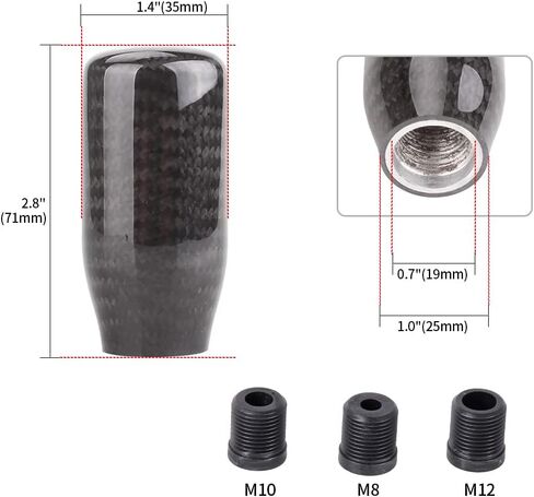 muge racing Carbon Fiber Shift Knob for Automatic and Manual Vehicles, Carbon Fiber Gear Shift Knob, 5 Speed Black in Saudi Arabia