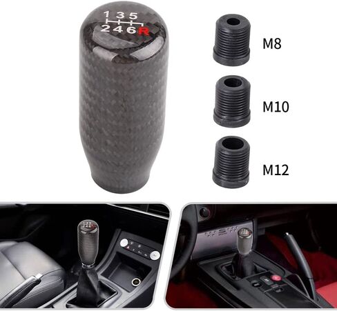 muge racing Carbon Fiber Shift Knob for Automatic and Manual Vehicles, Carbon Fiber Gear Shift Knob, 5 Speed Black in Saudi Arabia