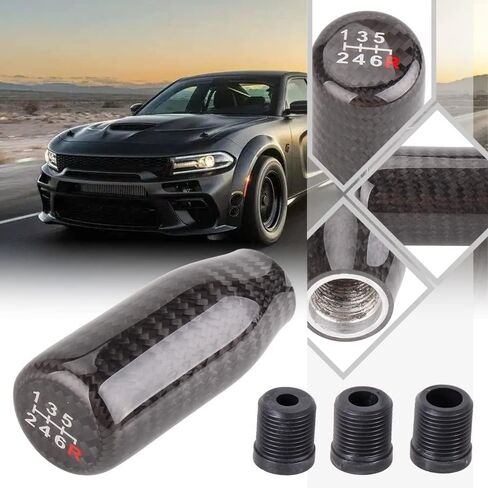 muge racing Carbon Fiber Shift Knob for Automatic and Manual Vehicles, Carbon Fiber Gear Shift Knob, 5 Speed Black in Saudi Arabia