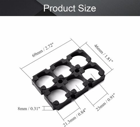 Fielect 10Pcs 6x7 Cell Spacer 21700 Lithium Battery Holder Bracket for DIY Battery Pack 21.3mm Hole Dia in Saudi Arabia