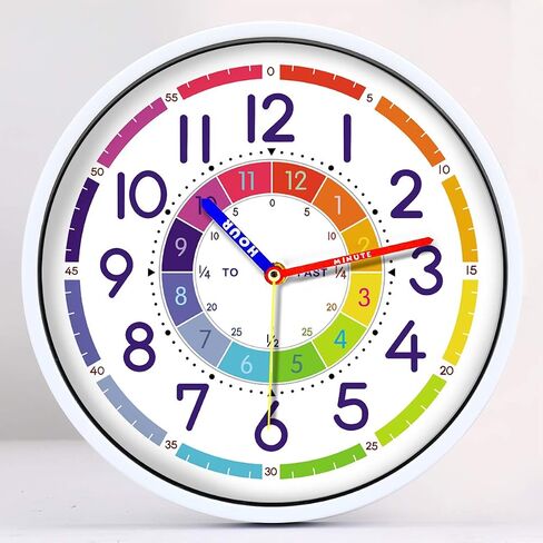 Wristart Time Teaching Clock 12 Inch Silent Wall Clock for Kids Learning Time, Silent Non-Ticking Quartz Decorative Wall Clock for Teacher's Classrooms Or Children's Bedrooms in Saudi Arabia