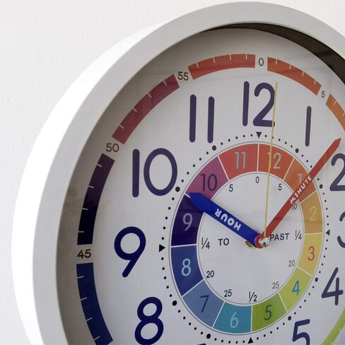 Wristart Time Teaching Clock 12 Inch Silent Wall Clock for Kids Learning Time, Silent Non-Ticking Quartz Decorative Wall Clock for Teacher's Classrooms Or Children's Bedrooms in Saudi Arabia