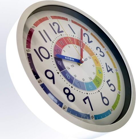 Wristart Time Teaching Clock 12 Inch Silent Wall Clock for Kids Learning Time, Silent Non-Ticking Quartz Decorative Wall Clock for Teacher's Classrooms Or Children's Bedrooms in Saudi Arabia