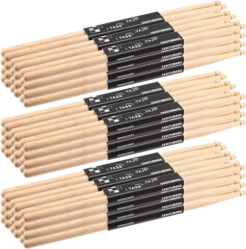72 Pieces 36 Pairs 5a Drumsticks, Maple Wooden Drum Sticks, Wood Tip Drumstick Bulk, Percussion Accessories for Drummer, Beginner, Drumming, Practice, and Performance (Yellow) in Saudi Arabia
