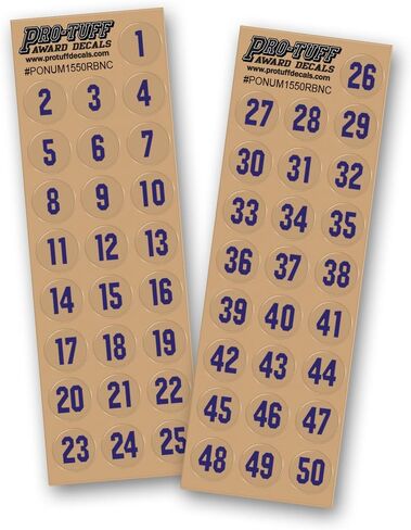 Number Decals for Helmets (Football, Lacrosse, Baseball, Softball, Hockey) 1-50, 50 Stickers (Red) in Kuwait