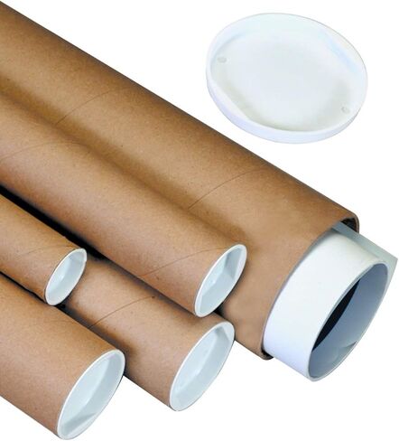 أنابيب بريدية من Aviditi Kraft مع أغطية، مقاس 10.16 سم × 45.72 سم، عبوة من 15 قطعة، للشحن والتخزين والبريد وحماية المستندات والمخططات والملصقات in Saudi Arabia
