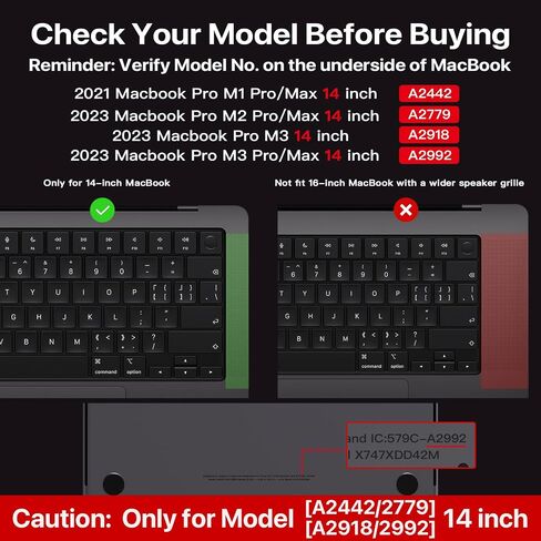 for MacBook Pro 14 inch Case 2024-2021 M4 M3 M2 M1 Pro/Max [100% Match Official Color] A3401 A3112 A2992 A2918 A2779 A2442 Matte Cover Protective Hard Shell Case Laptop - Space Black Clear in Saudi Arabia