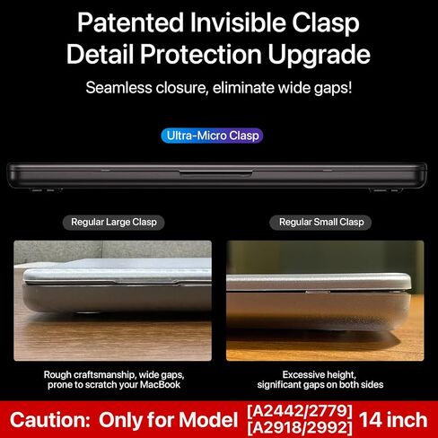 for MacBook Pro 14 inch Case 2024-2021 M4 M3 M2 M1 Pro/Max [100% Match Official Color] A3401 A3112 A2992 A2918 A2779 A2442 Matte Cover Protective Hard Shell Case Laptop - Space Black Clear in Saudi Arabia
