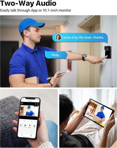 Wireless Security Camera System with 10.1'' Touchscreen Monitor, 64GB SSD Built-in, 3PCS 3MP Security Camera Outdoor and 1PCS Video Doorbell, Two Way Audio, Smart Motion Detection in Kuwait