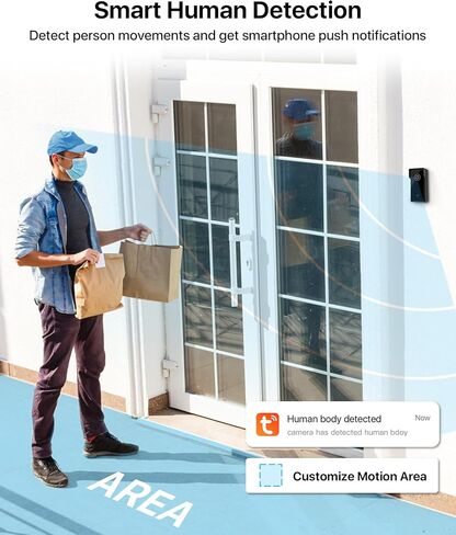 Wireless Security Camera System with 10.1'' Touchscreen Monitor, 64GB SSD Built-in, 3PCS 3MP Security Camera Outdoor and 1PCS Video Doorbell, Two Way Audio, Smart Motion Detection in Kuwait