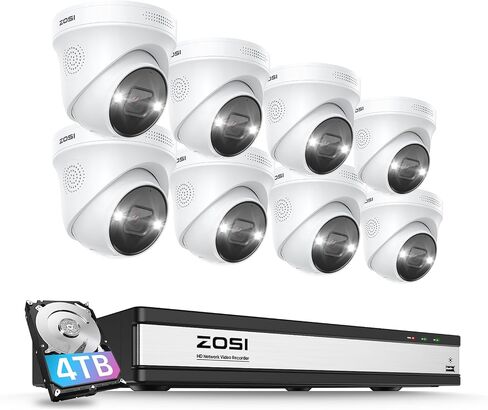 ZOSI 8CH 5MP Home Security Cameras System,H.265+ 8 Channel 5MP CCTV DVR,8pcs 5MP Wired Surveillance Cameras Indoor Outdoor,120ft Night Vision,Motion Detection,2TB Hard Drive for 24/7 Recording in Saudi Arabia