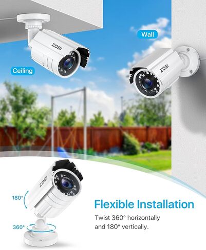 نظام كاميرات مراقبة منزلية ZOSI 8CH 5 ميجابكسل، H.265+ 8 قنوات 5 ميجابكسل CCTV DVR، 8 كاميرات مراقبة سلكية 5 ميجابكسل داخلية وخارجية، رؤية ليلية 120 قدمًا، كشف الحركة، محرك أقراص ثابتة 2 تيرابايت للتسجيل على مدار الساعة طوال أيام الأسبوع in Saudi Arabia