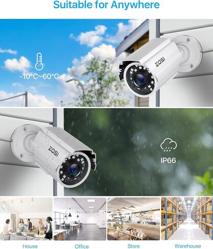 نظام كاميرات مراقبة منزلية ZOSI 8CH 5 ميجابكسل، H.265+ 8 قنوات 5 ميجابكسل CCTV DVR، 8 كاميرات مراقبة سلكية 5 ميجابكسل داخلية وخارجية، رؤية ليلية 120 قدمًا، كشف الحركة، محرك أقراص ثابتة 2 تيرابايت للتسجيل على مدار الساعة طوال أيام الأسبوع in Saudi Arabia