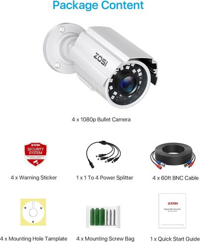 نظام كاميرات مراقبة منزلية ZOSI 8CH 5 ميجابكسل، H.265+ 8 قنوات 5 ميجابكسل CCTV DVR، 8 كاميرات مراقبة سلكية 5 ميجابكسل داخلية وخارجية، رؤية ليلية 120 قدمًا، كشف الحركة، محرك أقراص ثابتة 2 تيرابايت للتسجيل على مدار الساعة طوال أيام الأسبوع in Saudi Arabia