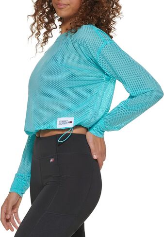 Tommy Hilfiger Women's Performance Drop Shoulder Mesh Pullover Bunjee Waistband Drawcord in Saudi Arabia