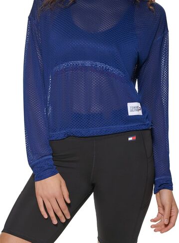 Tommy Hilfiger Women's Performance Drop Shoulder Mesh Pullover Bunjee Waistband Drawcord in Saudi Arabia