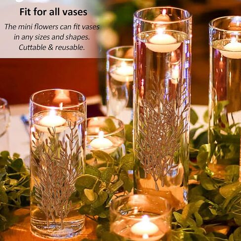 36Pcs Faux Flowers for Floating Candles, Floating-Effect Flowers for Vase Filler, Cylinder Vase Fillers Centerpiece Table Deocrations for Wedding, Party, Event, Home, Restaurant (Ivory) in Kuwait