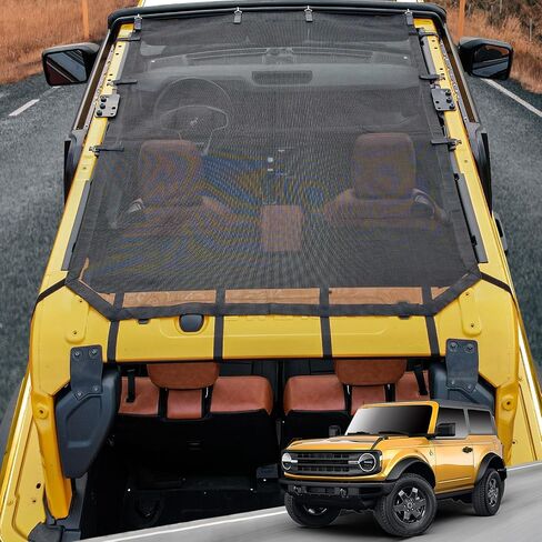 Mabett Sunshade for Bronco Accessories Bimini Sun Shade Top, Mesh Sunshade for Bronco 4-Door Blocks UV, Leaves, Bikini Top Cover for Bronco 2021 2022 2023 2024 in Saudi Arabia