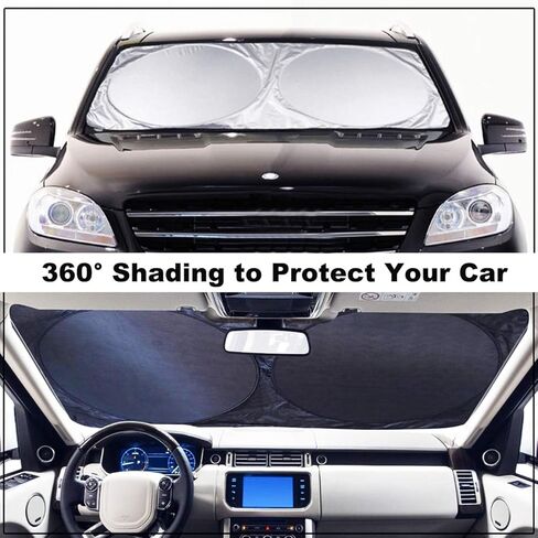 ALAVENTE 6 قطع مظلة شمسية كاملة للسيارة، نافذة الزجاج الأمامي العالمي، مظلة جانبية قابلة للطي، عاكس للحرارة للسيارة، واقي للأشعة فوق البنفسجية الباردة، غطاء درع in Kuwait