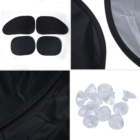 ALAVENTE 6 قطع مظلة شمسية كاملة للسيارة، نافذة الزجاج الأمامي العالمي، مظلة جانبية قابلة للطي، عاكس للحرارة للسيارة، واقي للأشعة فوق البنفسجية الباردة، غطاء درع in Kuwait