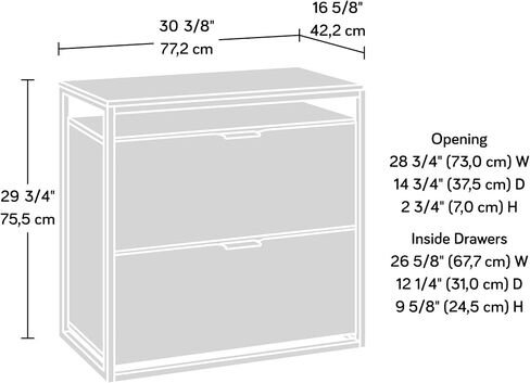 Sauder International Lux Lateral File, L: 30.32" x W: 16.54" x H: 29.72", Sindoori Mango Finish in Kuwait