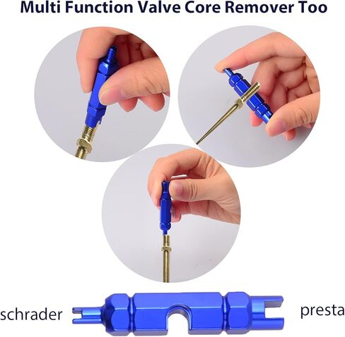 مجموعة حقنة لركوب الدراجات، حقنة حاقن مانع تسرب إطارات الدراجة بدون أنبوب مع مفتاح وصمام بريستا الأساسي وغطاء صمام بريستا مناسب، مجموعة أدوات إزالة صمام بريستا الأساسية للدراجة in Kuwait