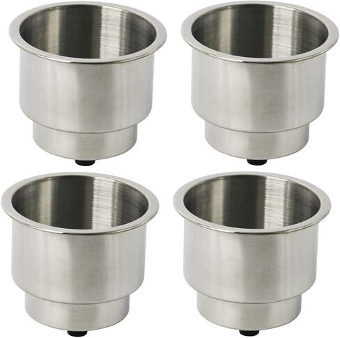 NovelBee Stainless Steel Cup Drink Holder with Drain,Mounting Gasket and Internal pad for Marine Boat Rv Camper (4-Pack) in Saudi Arabia