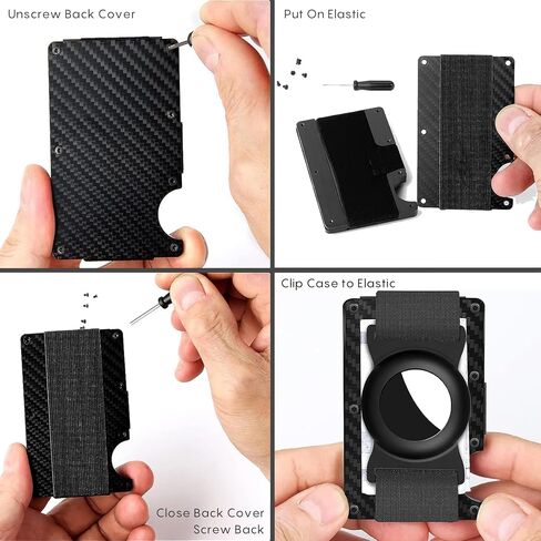 AirTag Holder for Ridge Wallet, Slim Aluminum Secure Tracker Case with RFID Blocking, Cash Strap & Carbon Fiber Design - Enhance Your Ridge Experience in Saudi Arabia