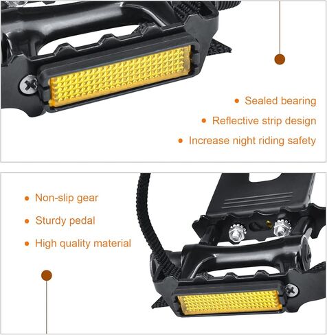 Bike Pedals with Toe Clips and Straps for Outdoor Cycling and Indoor Stationary Bike 9/16-Inch Spindle Resin/Alloy Bicycle Multi-Purpose Pedals in Saudi Arabia