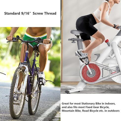Bike Pedals with Toe Clips and Straps for Outdoor Cycling and Indoor Stationary Bike 9/16-Inch Spindle Resin/Alloy Bicycle Multi-Purpose Pedals in Saudi Arabia