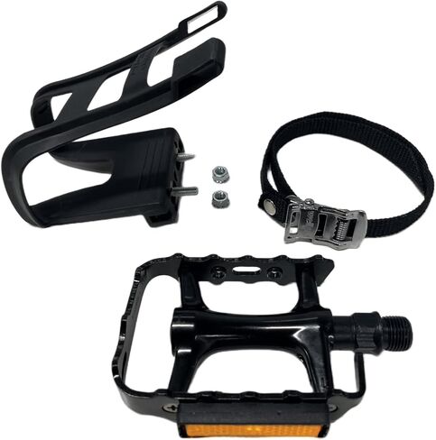 Bike Pedals with Toe Clips and Straps for Outdoor Cycling and Indoor Stationary Bike 9/16-Inch Spindle Resin/Alloy Bicycle Multi-Purpose Pedals in Saudi Arabia