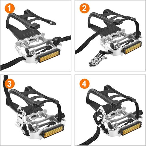 Bike Pedals with Toe Clips and Straps for Outdoor Cycling and Indoor Stationary Bike 9/16-Inch Spindle Resin/Alloy Bicycle Multi-Purpose Pedals in Saudi Arabia