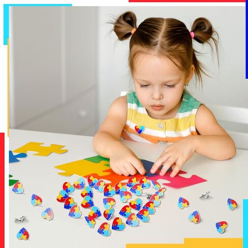 30 Pcs Autism Awareness Pin, Autism Awareness Heart Lapel Pin Multi Color Autism Puzzle Brooches Pins Autism Awareness Colorful Puzzle Pin for Autism/Asperger's Awareness Event Supplies Gifts in Saudi Arabia