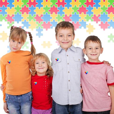 30 Pcs Autism Awareness Pin, Autism Awareness Heart Lapel Pin Multi Color Autism Puzzle Brooches Pins Autism Awareness Colorful Puzzle Pin for Autism/Asperger's Awareness Event Supplies Gifts in Saudi Arabia