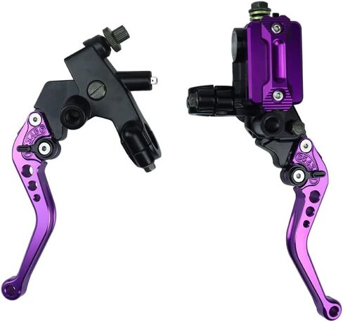 Universal Motorcycle 7/8" 22mm Brake Master Cylinder Reservoir Handlebar Clutch Lever CNC Left & Right Set Compatible with Honda Kawasaki Suzuki Yamaha Purple in Saudi Arabia