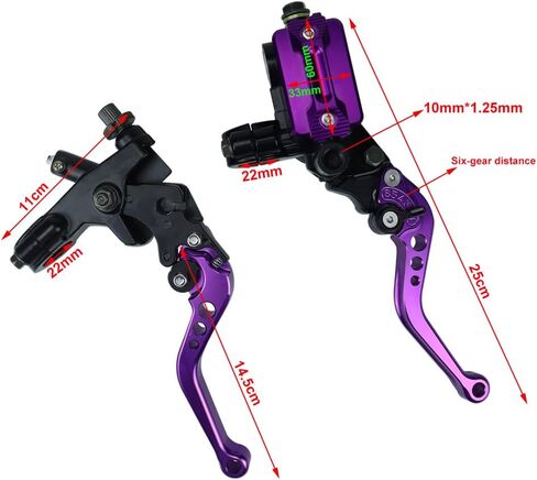 Universal Motorcycle 7/8" 22mm Brake Master Cylinder Reservoir Handlebar Clutch Lever CNC Left & Right Set Compatible with Honda Kawasaki Suzuki Yamaha Purple in Saudi Arabia