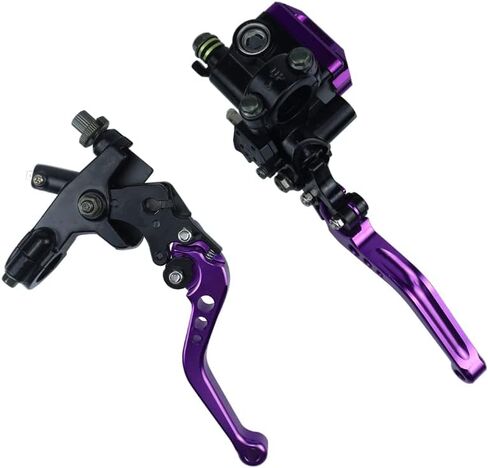 Universal Motorcycle 7/8" 22mm Brake Master Cylinder Reservoir Handlebar Clutch Lever CNC Left & Right Set Compatible with Honda Kawasaki Suzuki Yamaha Purple in Saudi Arabia