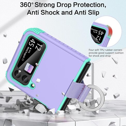 BENTOBEN Samsung Galaxy Z Flip 4 Case, Z Flip 4 5G Case, Heavy Duty 2 in 1 Full Body Rugged Shockproof Protection Cover with Ring Girls Women Boy Men Covers for Galaxy Z Flip 4 6.7", Purple/Mint in Kuwait