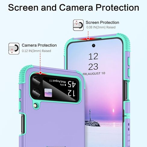 BENTOBEN Samsung Galaxy Z Flip 4 Case, Z Flip 4 5G Case, Heavy Duty 2 in 1 Full Body Rugged Shockproof Protection Cover with Ring Girls Women Boy Men Covers for Galaxy Z Flip 4 6.7", Purple/Mint in Kuwait