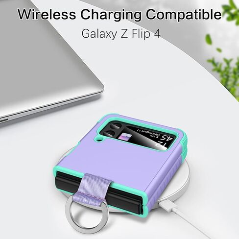 BENTOBEN Samsung Galaxy Z Flip 4 Case, Z Flip 4 5G Case, Heavy Duty 2 in 1 Full Body Rugged Shockproof Protection Cover with Ring Girls Women Boy Men Covers for Galaxy Z Flip 4 6.7", Purple/Mint in Kuwait